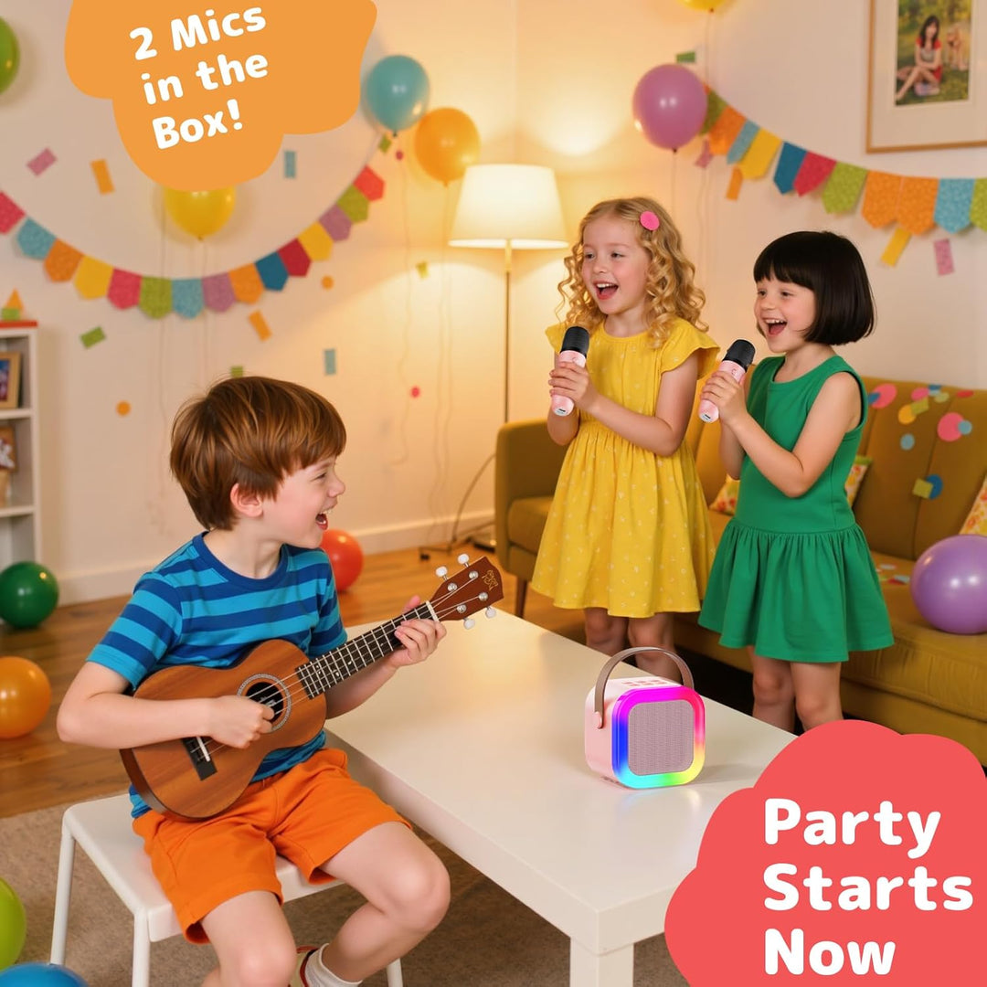Fede Karaoke Maschine für Kinder Erwachsene, Mini Karaoke Maschine mit 2 Mikrofonen, Tragbarer Bluet