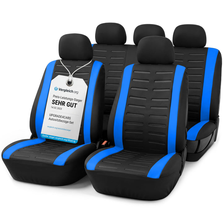 Upgrade4cars Autositzbezüge Set Universal Version 2026 Blau Schonbezüge Komplett Set Blau, Komplett