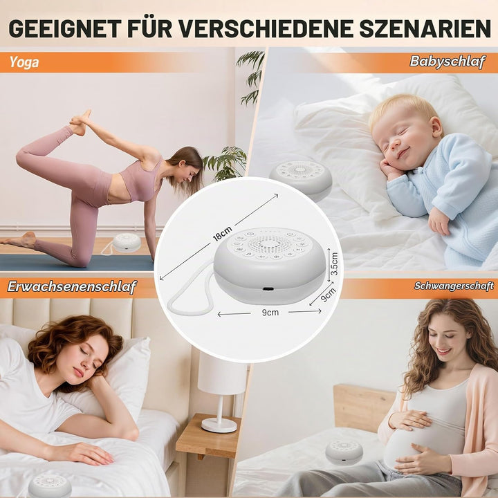 White Noise Machine für Babys, Geräuschmaschine mit 27 Beruhigenden Geräuschen, Nachtlicht und Timer