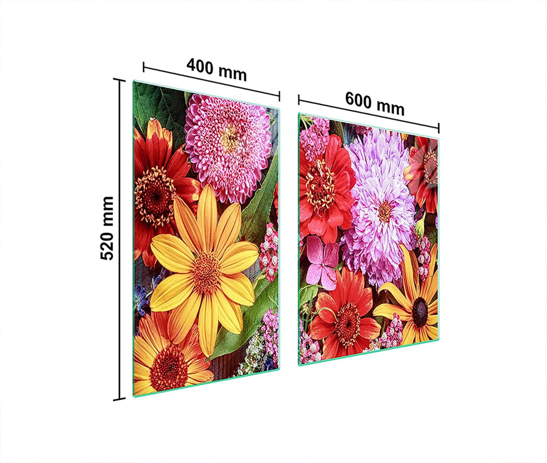TMK ArtDeko Herdabdeckplatte 2 Teilig 40x52 + 60x52 cm - Spritzschutz Herdabdeckung – Herdschutz aus