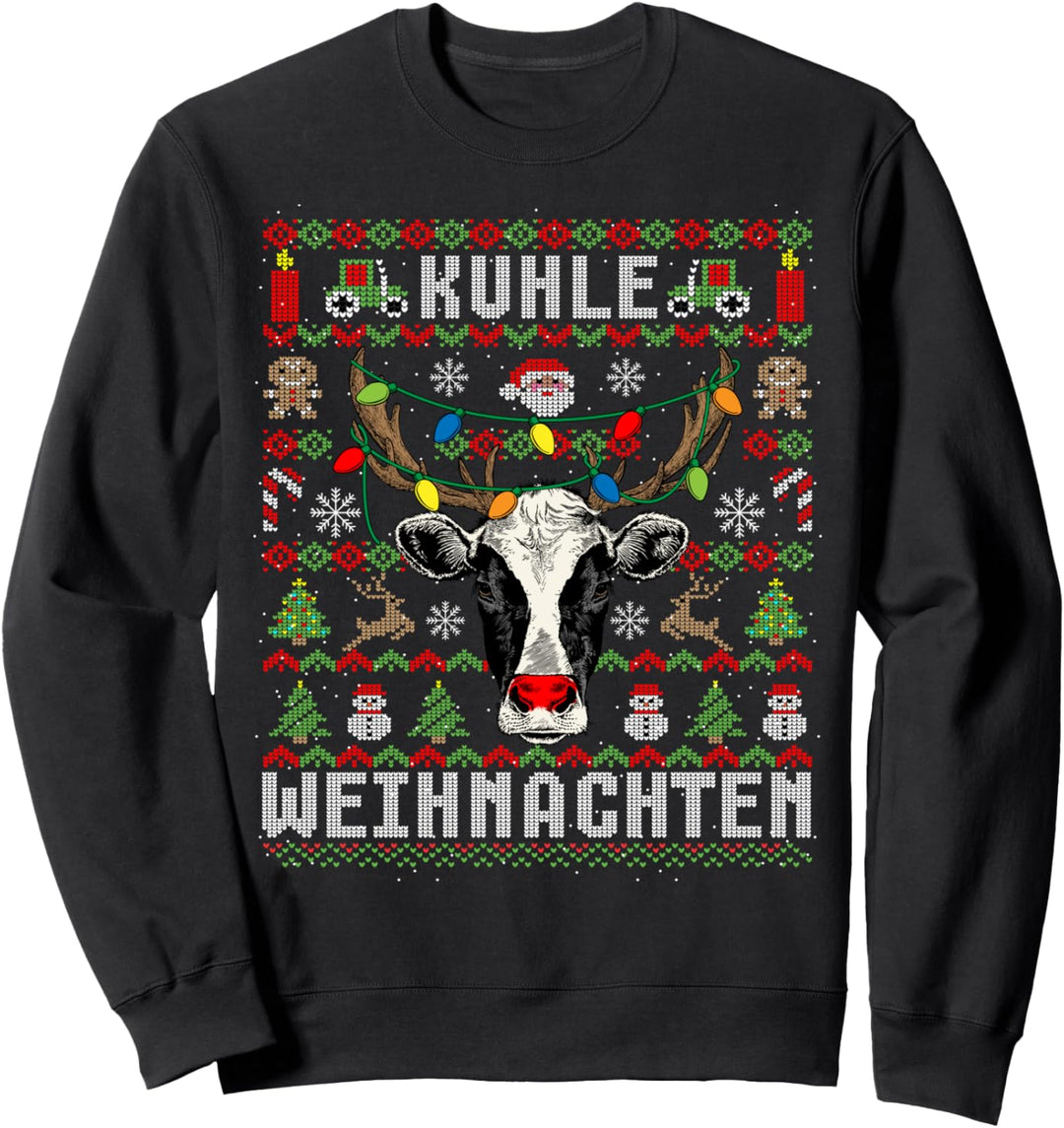 Lustiges Ugly Christmas Kuhle Weihnachten Kühe Bauer Sweatshirt