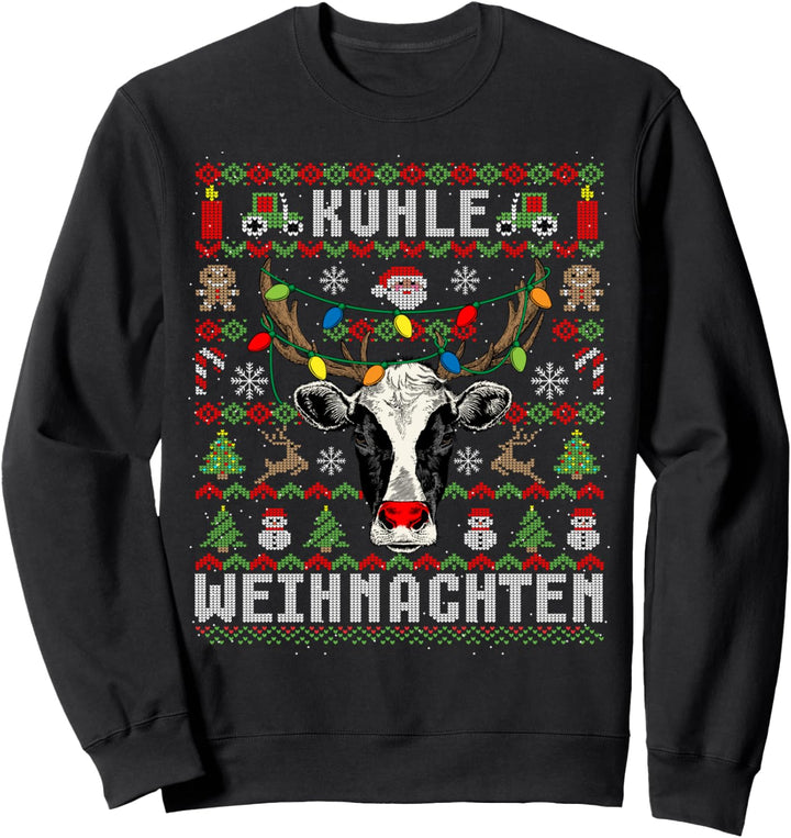 Lustiges Ugly Christmas Kuhle Weihnachten Kühe Bauer Sweatshirt