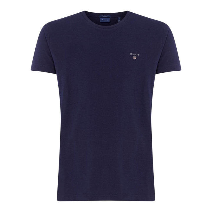 GANT Halbarm T-Shirt Regular Fit Baumwolle Logo-Stick weiss Evening Blue M, Evening Blue M