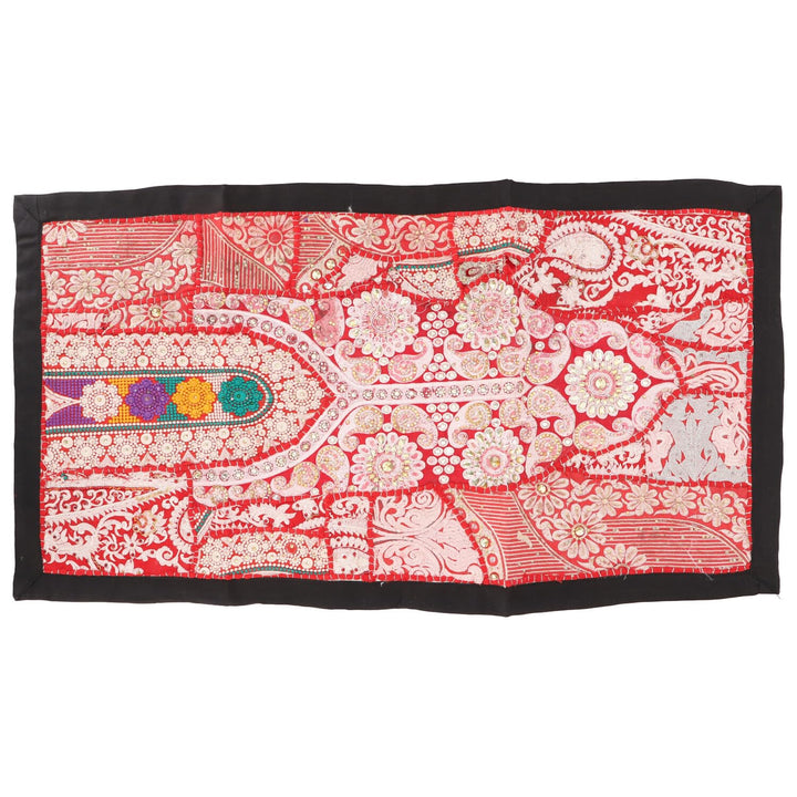 GURU SHOP Indischer Wandteppich Patchwork Wandbehang, Tischläufer, Einzelstück 85x45 cm - Muster 10,
