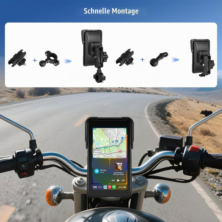 SIXWIN Carplay Motorrad Display für Moto mit Wireless Carpla/Android Auto, 5&