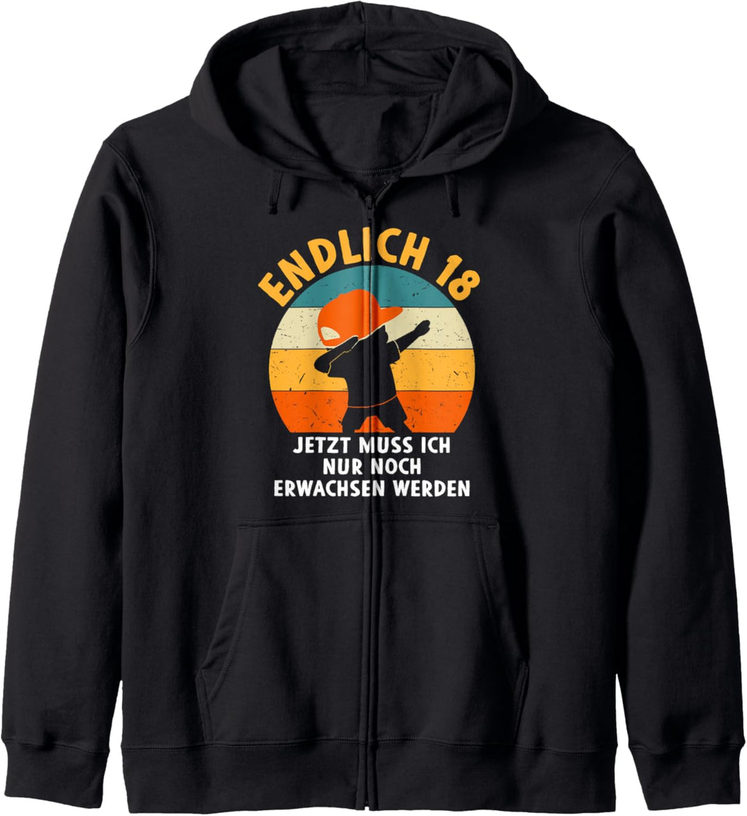 Endlich 18 Geschenk Spruch 18. Geburtstag Dabbing Junge Kapuzenjacke