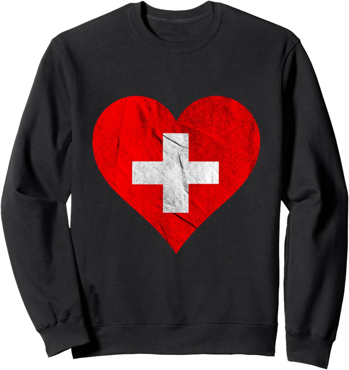 Schweizer Herz Schweiz Flagge Schweizerischer Stolz Liebe Sweatshirt