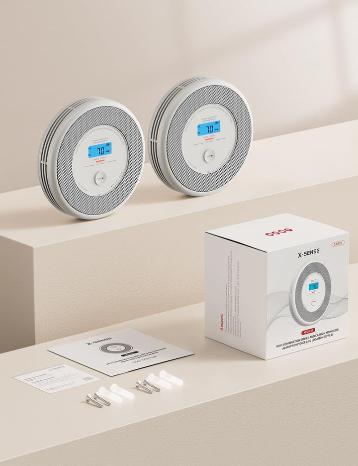 X-Sense XP0A-iR Rauch und CO Melder mit Sprachalarm und Standortansage, WLAN Kombinierter Rauch- und