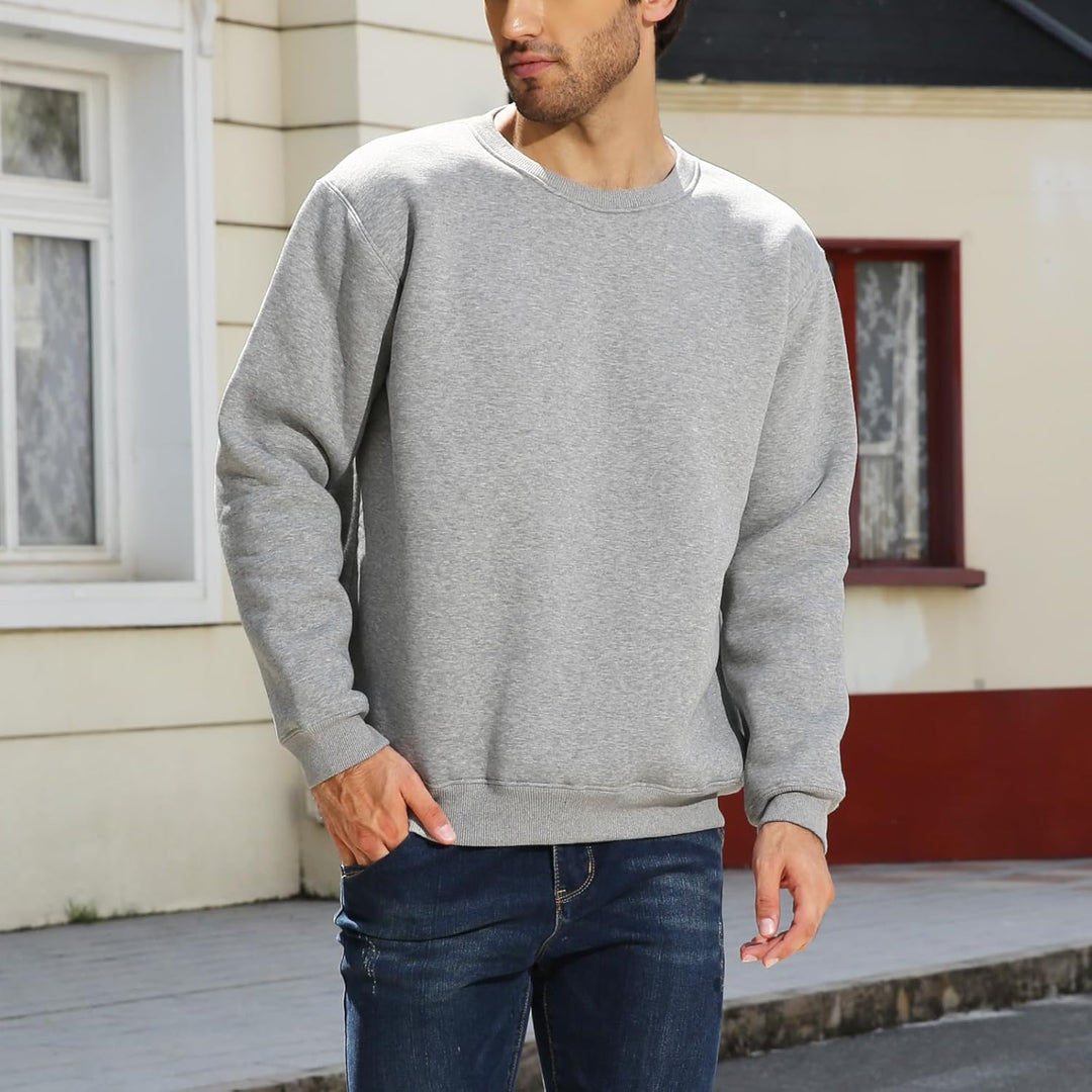 Herren Sweatshirt Winter Warm Fleece Pullover Herren Langarm Pulli mit Rundhalsausschnitt Basic Soli