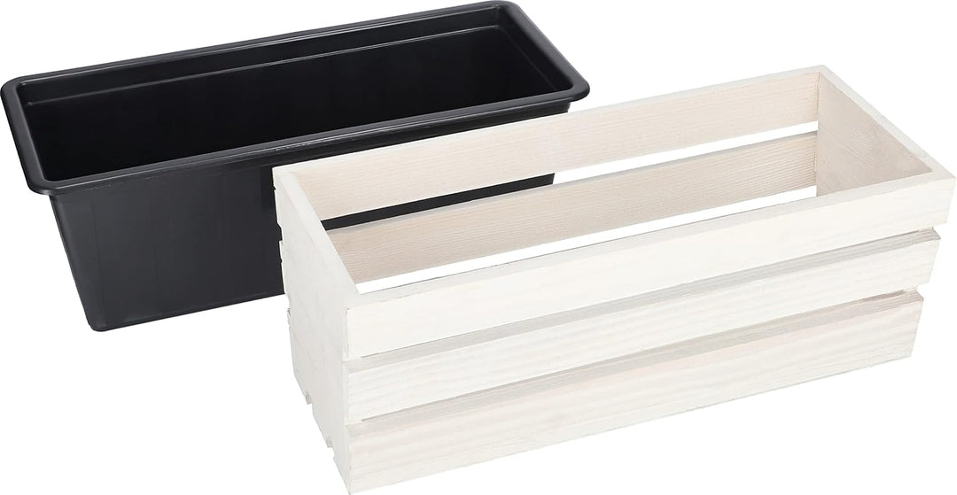 KOTARBAU® Blumenkasten für Balkon, Balkonkasten mit Kunststoffeinsatz 40 x 18 x 15 cm Garten Weiss,