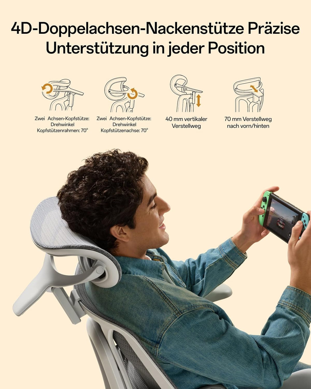 Hbada E3 Air 2026 Edition Ergonomischer Bürostuhl, 3-Zonen-Lordosenstütze, Comfy Home Office Chair m
