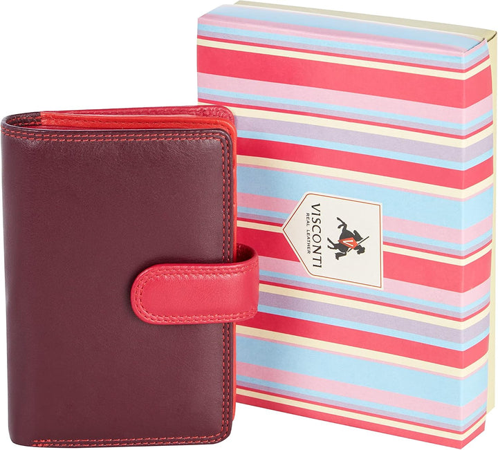 VISCONTI Twofold Leder Damen Geldbörse Rainbow Mehrfarbig Purse(RB51) RFID M Plum Multi, M Plum Mult