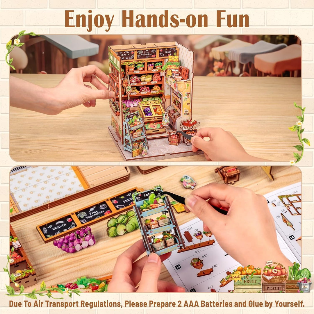 CUTEBEE Book Nook -Puppenhaus Kit Bauen Sie Sich selbst, EIN lebendiges Miniaturhaus von Frische &amp; L