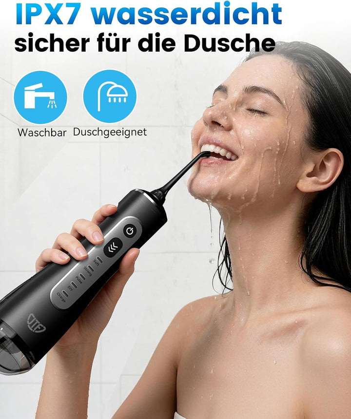 JTF Munddusche Kabellos Elektrische 300ML Wassertank, 10 Stufen Stufenlose Modi Testsieger 2026, IPX