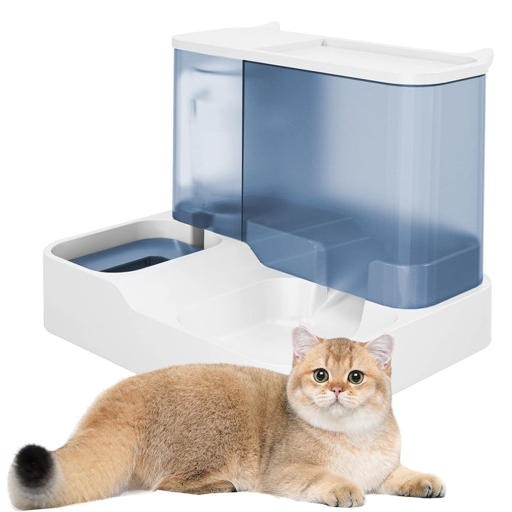 Futterautomat Katze Set, 3.8L 2-in-1 Automatischer Gravity Katzen Hund futterautomaten Wasserspender