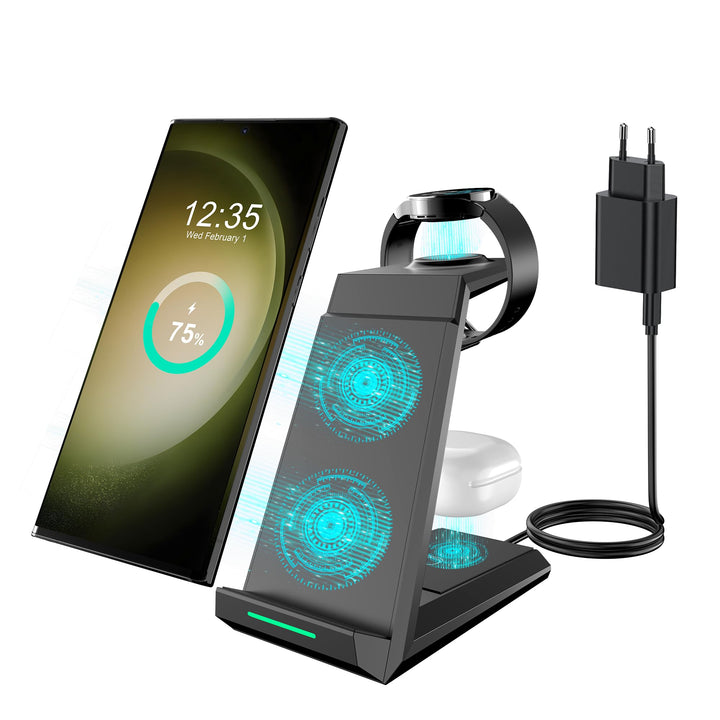 Induktive Ladestation für Samsung，ADADPU Kabelloses Ladegerät 3 in 1 Kompatibel für Galaxy Watch 8/7