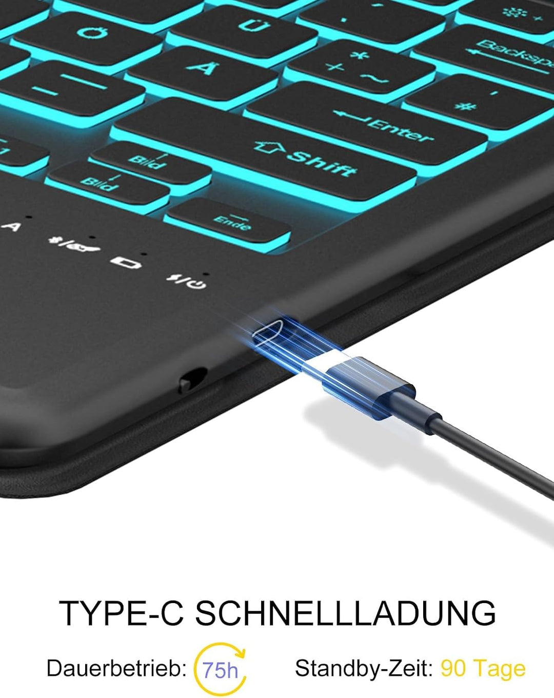 Für Idea Tab Plus 12.1" Hülle mit Touchpad &amp; Beleuchtung QWERTZ Schwarz Idea Tab Plus 12,1" (2025) T