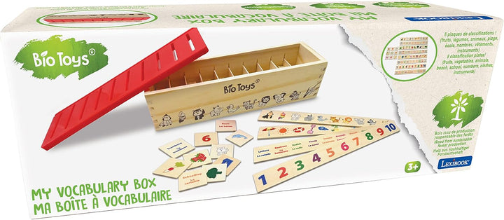 LEXIBOOK EDU250i1 Bio Spielzeug-Vokabel-Holzsortierbox EN/FR Vokabelbox EN/FR, Vokabelbox EN/FR