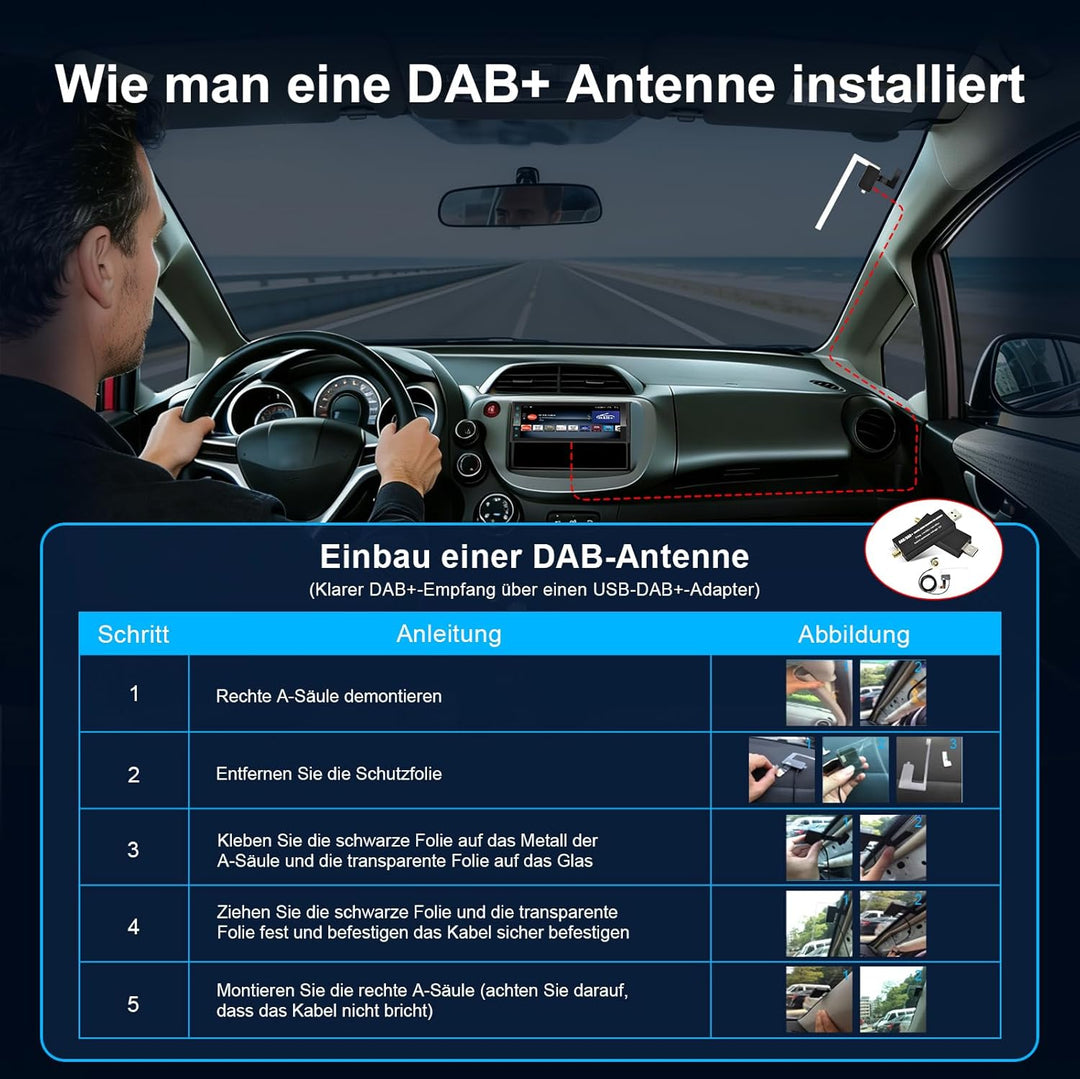 LEROAADZ 1 Din Car Radio Android Autoradio mit Bildschirm, 4GB+64GB Wireless Android Auto &amp; Apple Ca