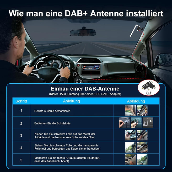 LEROAADZ 1 Din Car Radio Android Autoradio mit Bildschirm, 4GB+64GB Wireless Android Auto &amp; Apple Ca