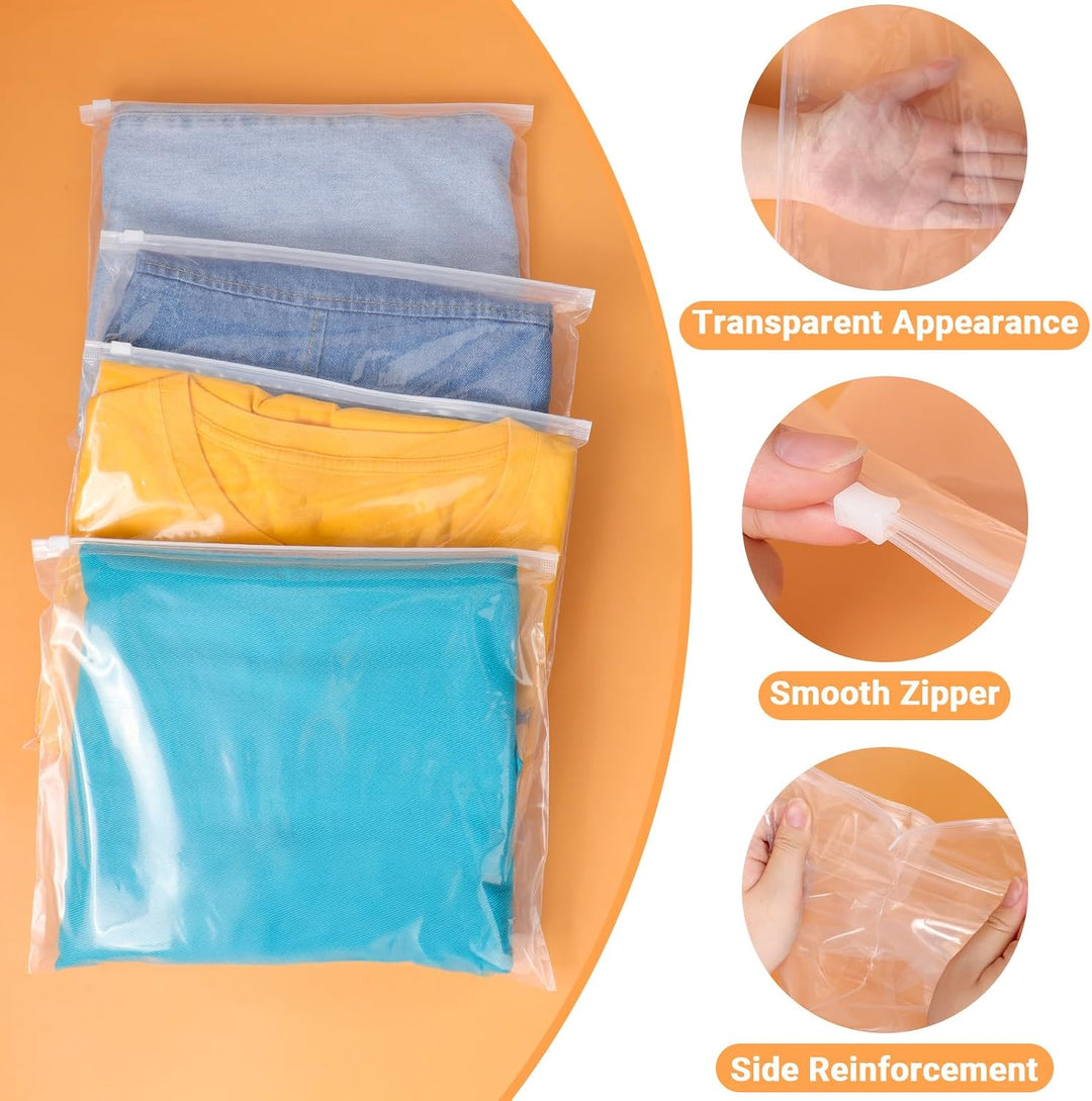 Zip Beutel Kleidung, 50 Stück 30.5 * 25.5cm Verschliessbare Plastikbeutel, Transparente Aufbewahrung