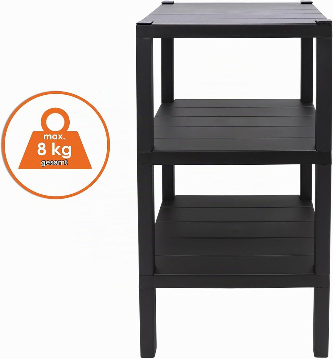 Kunststoff Beistelltisch Regal gross in anthrazit - 72 x 33 cm rechteckig / 3 Ebenen Anthrazit, rech