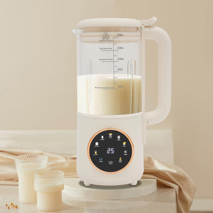 Sojamilchbereiter 600W 1400ml Nussmilch Maschine mit Touch-LED-Display und 16 Klingen Pflanzenmilchb