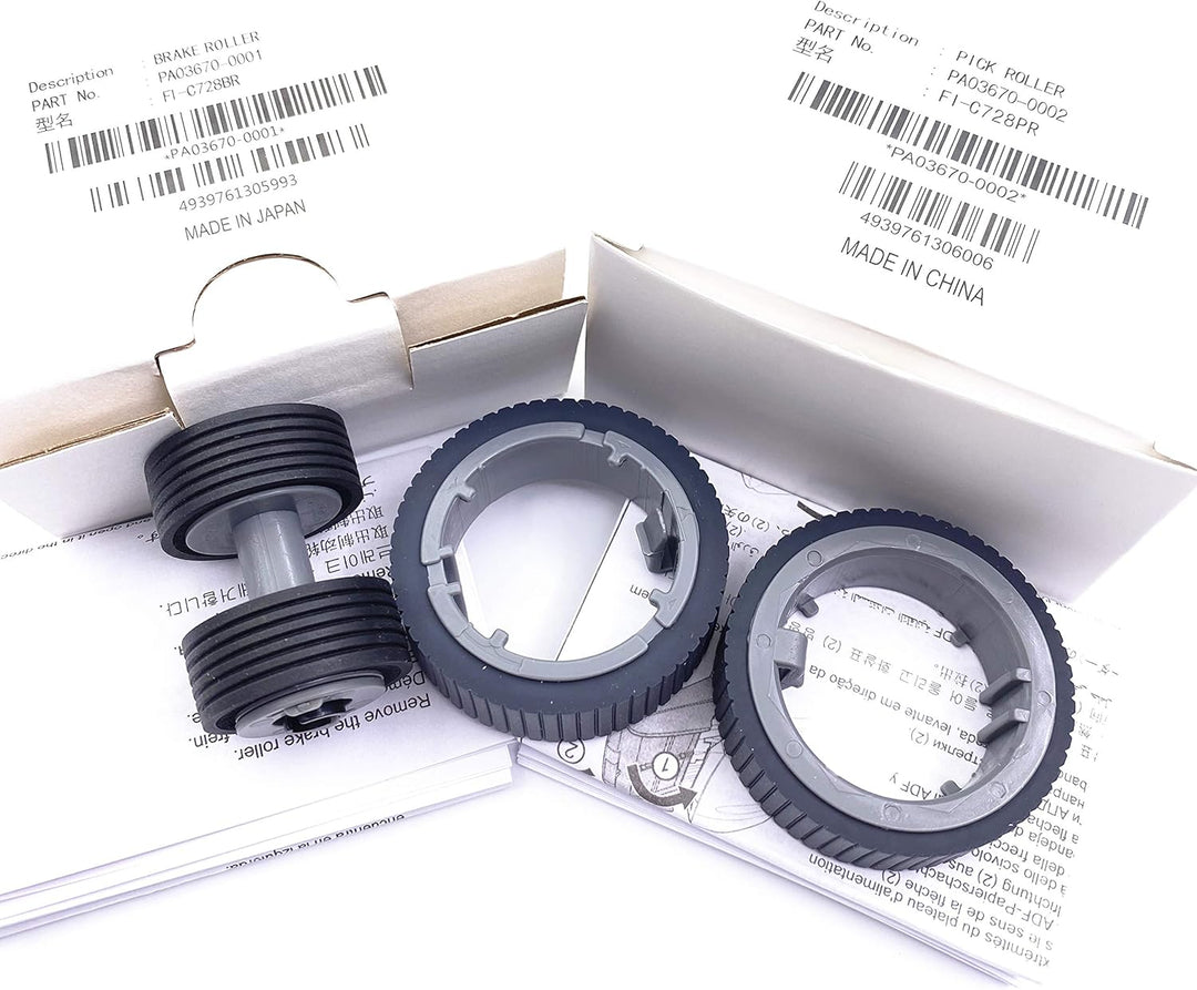 OKLILI PA03670-0001 PA03670-0002 Verbrauchsmaterialien-Set: Pick Roller + Bremsrolle für den Fujitsu