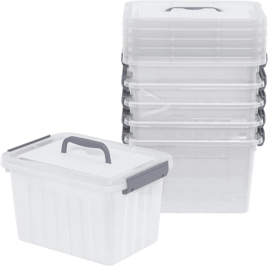Parlynies 6er-Set Mini Aufbewahrungsbox aus Kunststoff mit Deckel, 3 Liter, Klar (3 L) UK, (3 L) UK