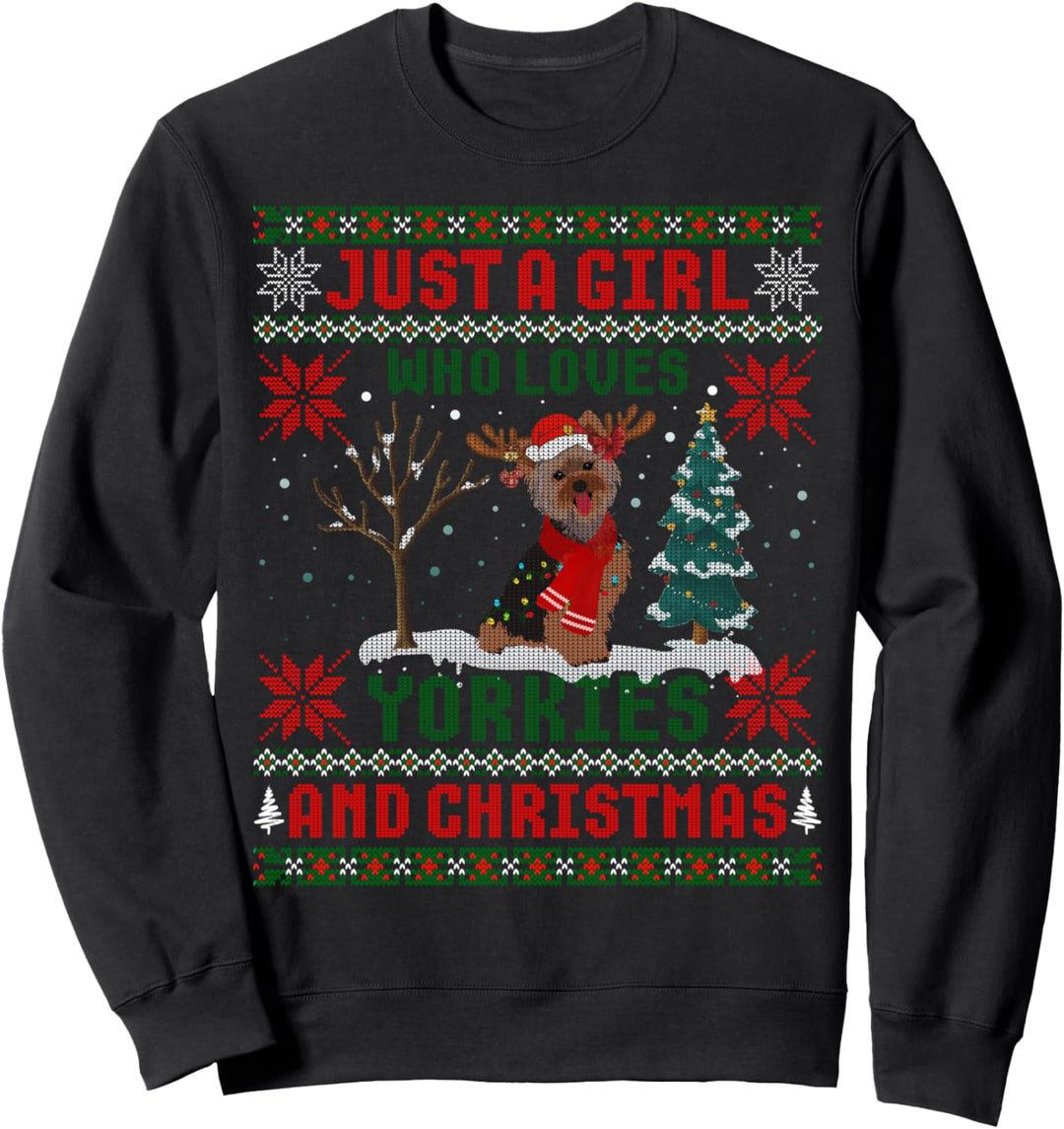 Nur ein Mädchen, das Yorkies und hässlichen Weihnachtspullover liebt Sweatshirt