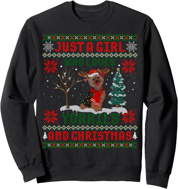 Nur ein Mädchen, das Yorkies und hässlichen Weihnachtspullover liebt Sweatshirt