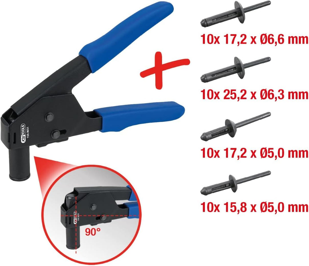 KS Tools 150.9650 Kunststoff-Nietzangen-Satz mit Nieten, 41-tlg.
