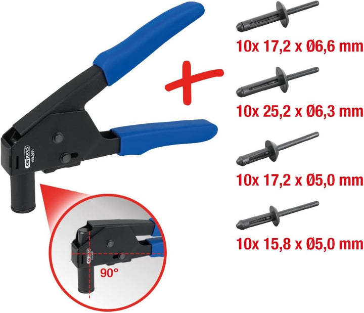 KS Tools 150.9650 Kunststoff-Nietzangen-Satz mit Nieten, 41-tlg.