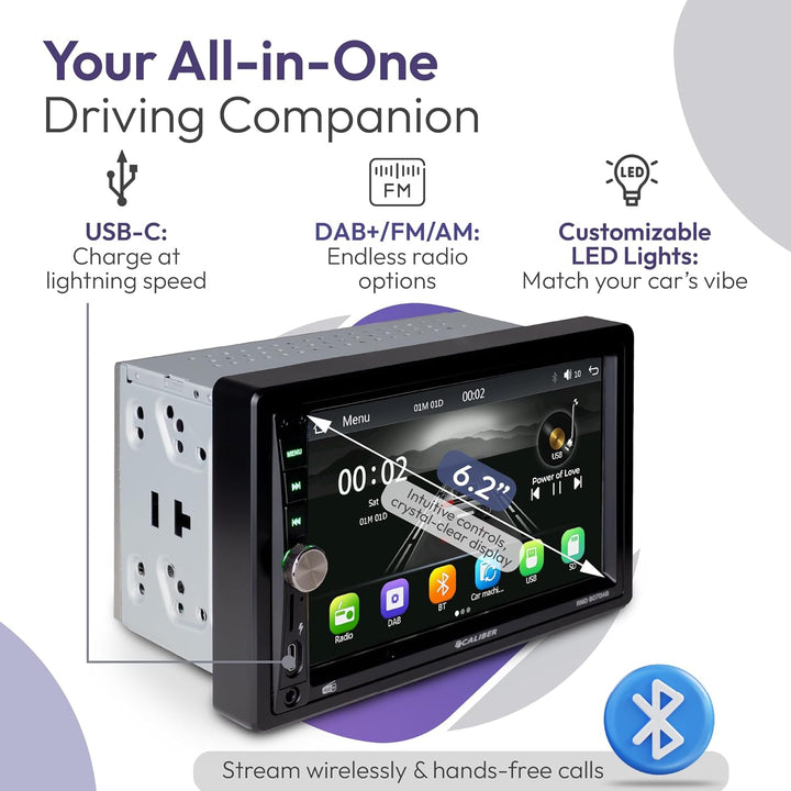 Caliber RMD807DAB 2-DIN DAB+ Autoradio mit 7-Zoll Touchscreen, Bluetooth, Mirror Link, USB-C Ladefun