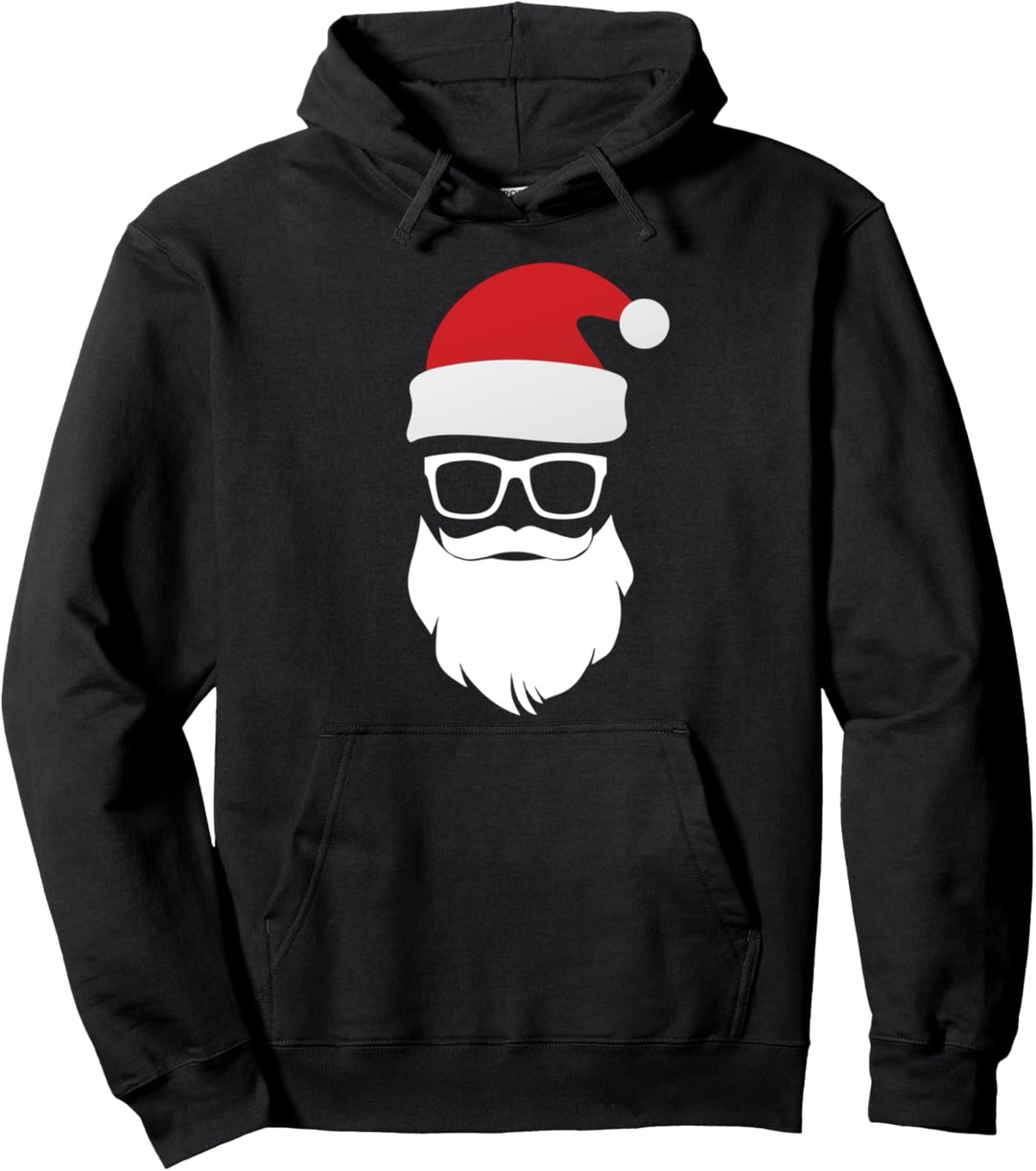 Weihnachtsmann Mütze Sonnenbrille Bart Santa Geschenkidee Pullover Hoodie