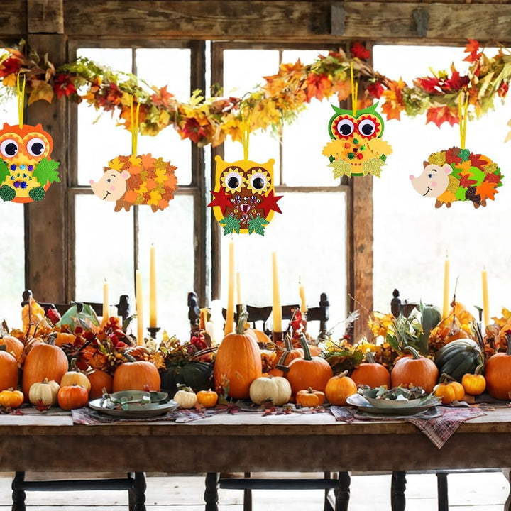 JOYEASE Filz Bastelset Herbst, 9 Stück Owl Igel Bastelset, Herbst Basteln für Kinder, Herbst Kränze