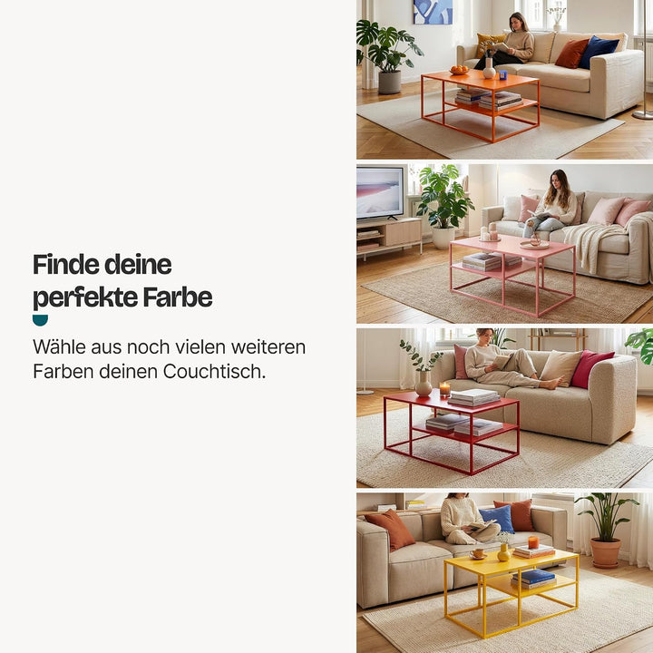 [en.casa] Couchtisch Solund Beistelltisch Metall Wohnzimmertisch mit Stauraum Sofatisch rechteckig K