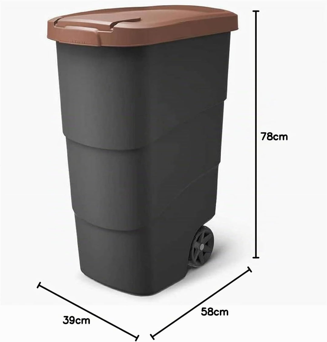 Prosperplast Wheeler 90L Müllbehälter mit Rädern und Deckel Mülltonne Müllgrossbehälter Grossmüllton