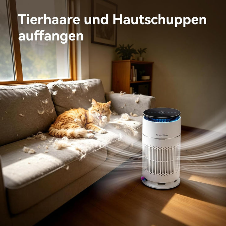 Katzen-Luftreiniger mit HEPA-Filter, Tisch-Luftreiniger mit austauschbarem Vorfilter und Katzen-Teas