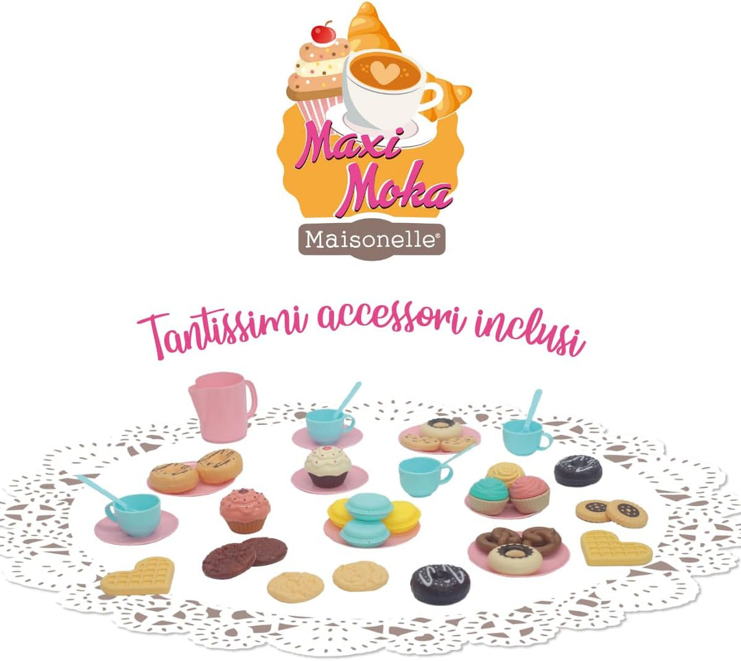 ODS - Maisonelle, Maxi Moka mit Zubehör für Kaffeepause, Produktmasse 27 x 15,4 cm. Spielzeug für Ki