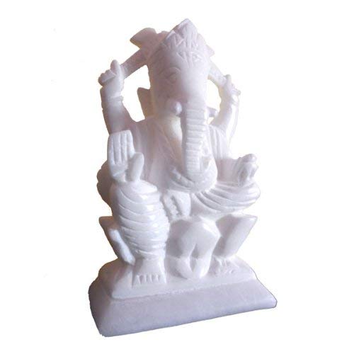 StonKraft White Stone Marble Ganesh Ganesha Ganpati Ganapati Vinayaka Murti Idol for Daily Pooja Puj