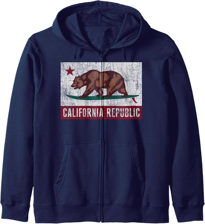 California Republic Bear on Surfboard Flag Kapuzenjacke