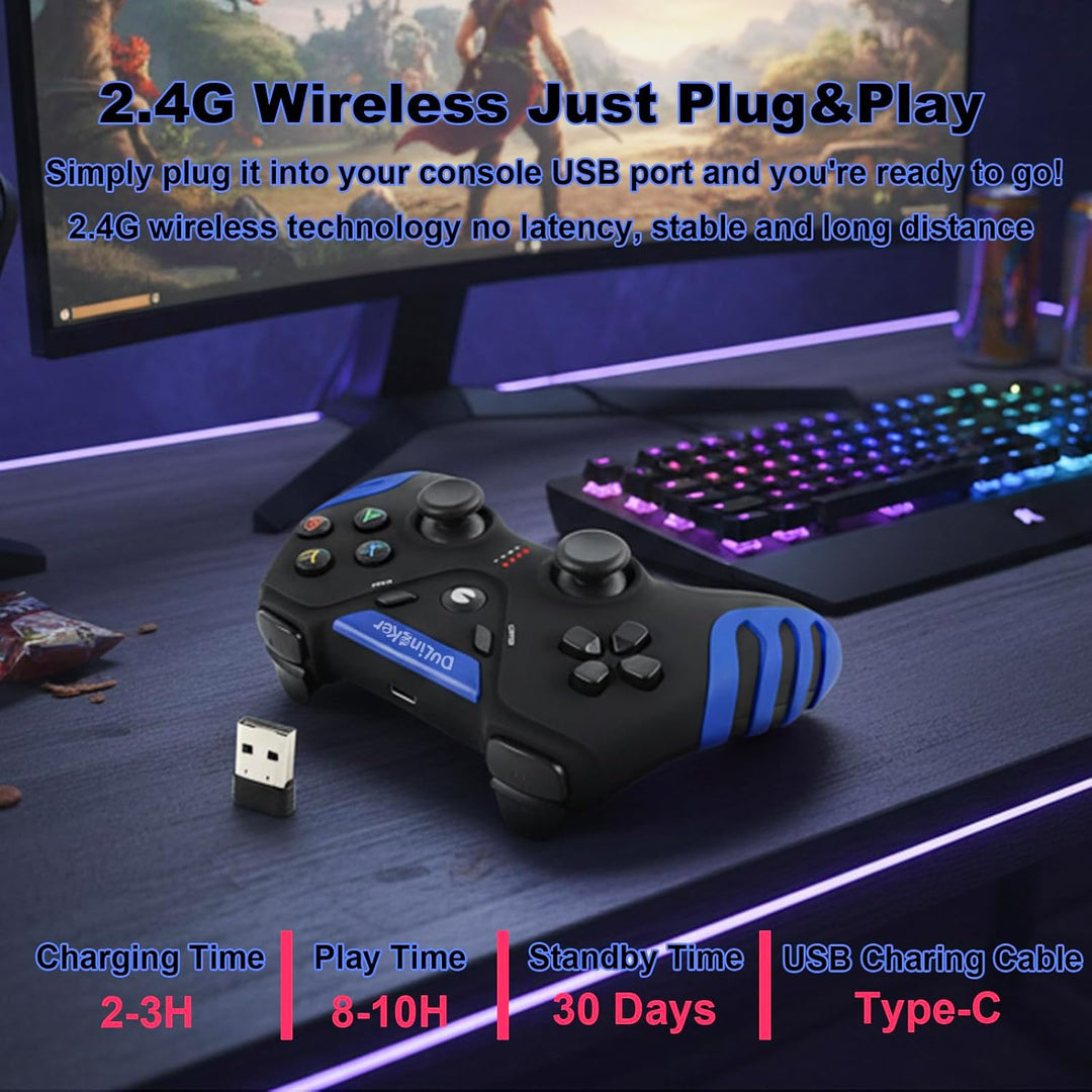 DuLingKer PC Controller Wireless, PS3 Controller PC Gamepad mit Dual Vibration, 2,4G Wireless Contro