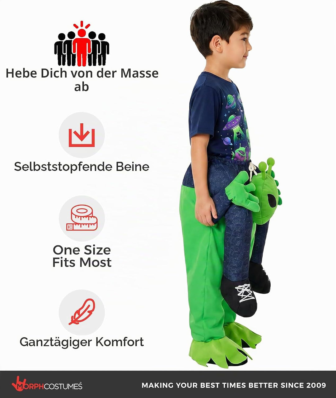Morph Huckepack Kostüm Kinder, Aufsitz Halloween Kostüm Kinder Ausserirdische, Ausserirdische