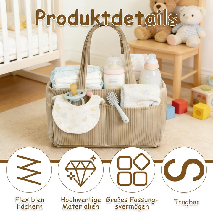 Wickeltisch Organizer, Neugeborenen Geschenk, Cord-Kernmaterial Diaper Bag, Wickelkorb mit Trennwand