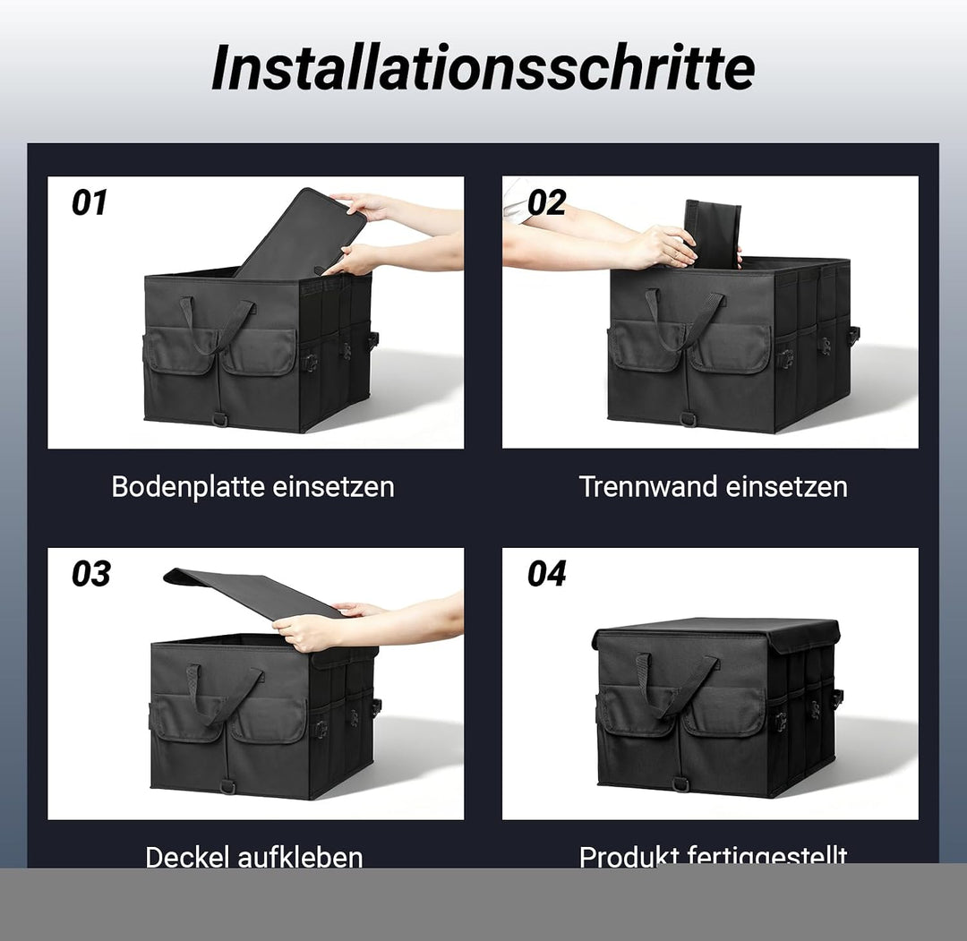 Kofferraum Organizer mit Deckel, Kofferraumtasche Faltbar &amp; Rutschfest, Auto Aufbewahrungsbox Stabil