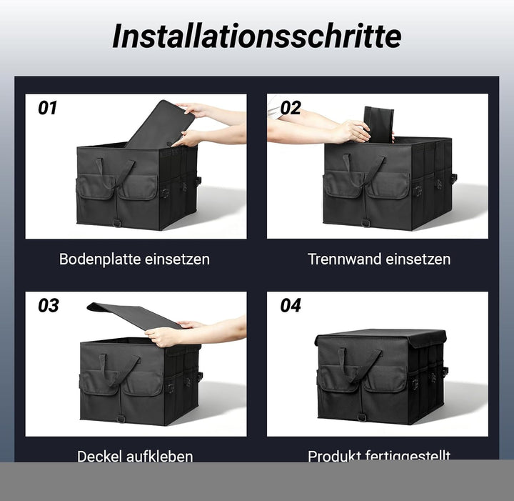 Kofferraum Organizer mit Deckel, Kofferraumtasche Faltbar &amp; Rutschfest, Auto Aufbewahrungsbox Stabil