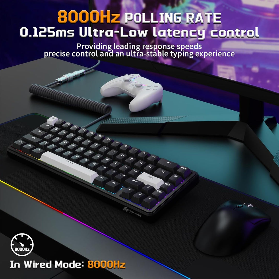 MAMBASNAKE x Attack Shark Wired Gaming Tastatur und Maus Combo, X65HE Gaming Keyboard Black, 59g Sup