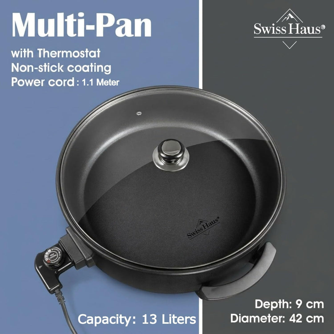 Elektropfanne 24cm 1500W Basel Premium Collection Schwarz Design