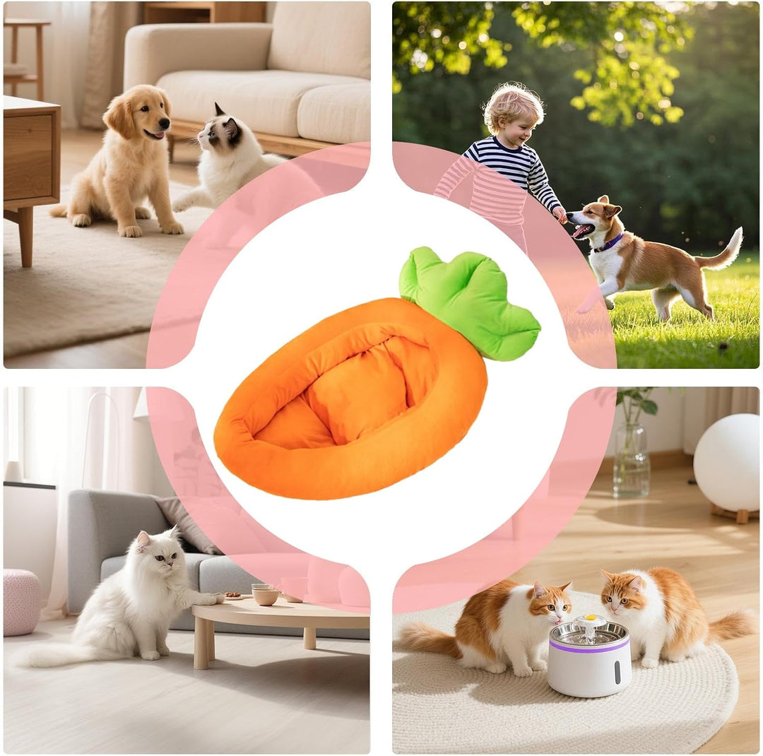 Soft Animal Nest, Carrot-Shaped Cat Bed, Plush Sleeping Pad with Comfortable Cushion Feature, Pet Ac